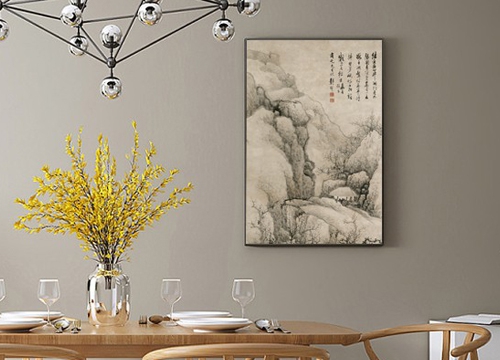 餐廳山水裝飾畫制作