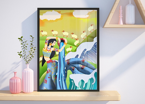 客廳民族風(fēng)裝飾畫制作